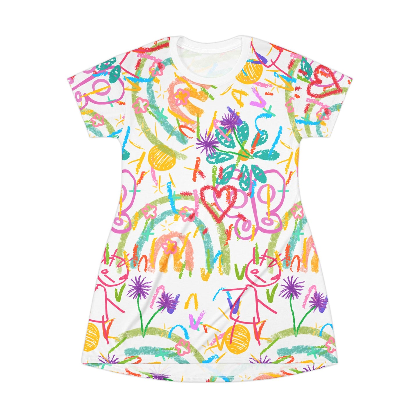 Colorful Kids T-Shirt Dress | Playful Rainbow Design | Summer Outing Outfit, Birthday Gift, Play Dress, Everyday Wear, Art-Inspired