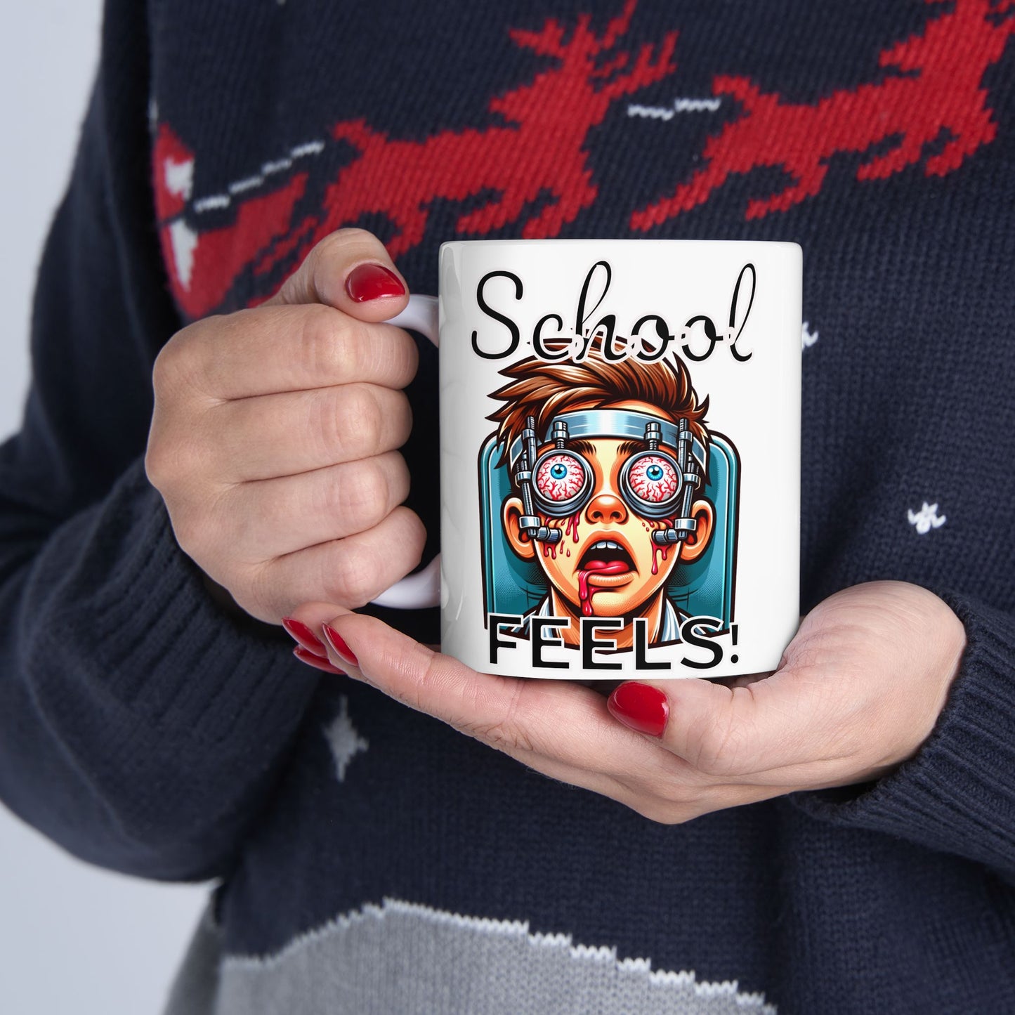 School Feels Ceramic Mug | Funny Gift for Teachers, Students, Back to School Present, Office Decor, 11oz/15oz