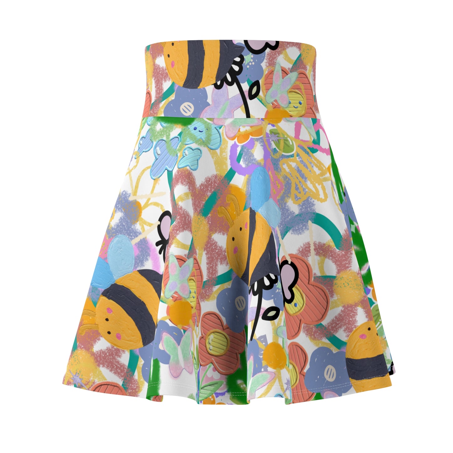 Colorful Floral Women's Skater Skirt | Cute Summer Fashion, Dance and Festival Outfit, Gift for Girlfriend and Mom