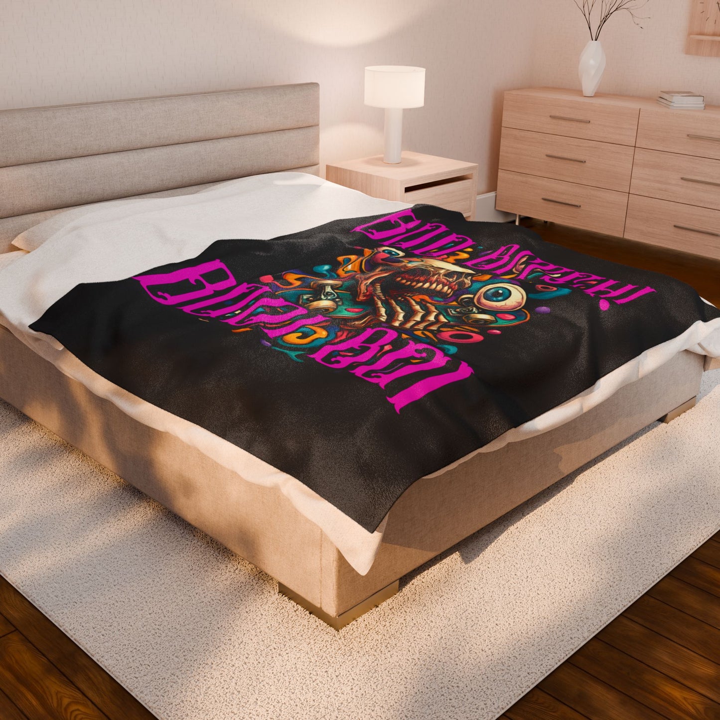 Bold Skull Graphic Plush Blanket - 'Boo Bitch! Boi Boi', Cozy Halloween Decor, Perfect Gift for Halloween Parties, Spooky Home [...]