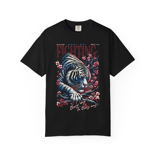 Fierce Tiger Graphic Tee, Vintage Style T-shirt, Unisex Casual Wear, Perfect Gift for Animal Lovers, Fight Against Negative Energy