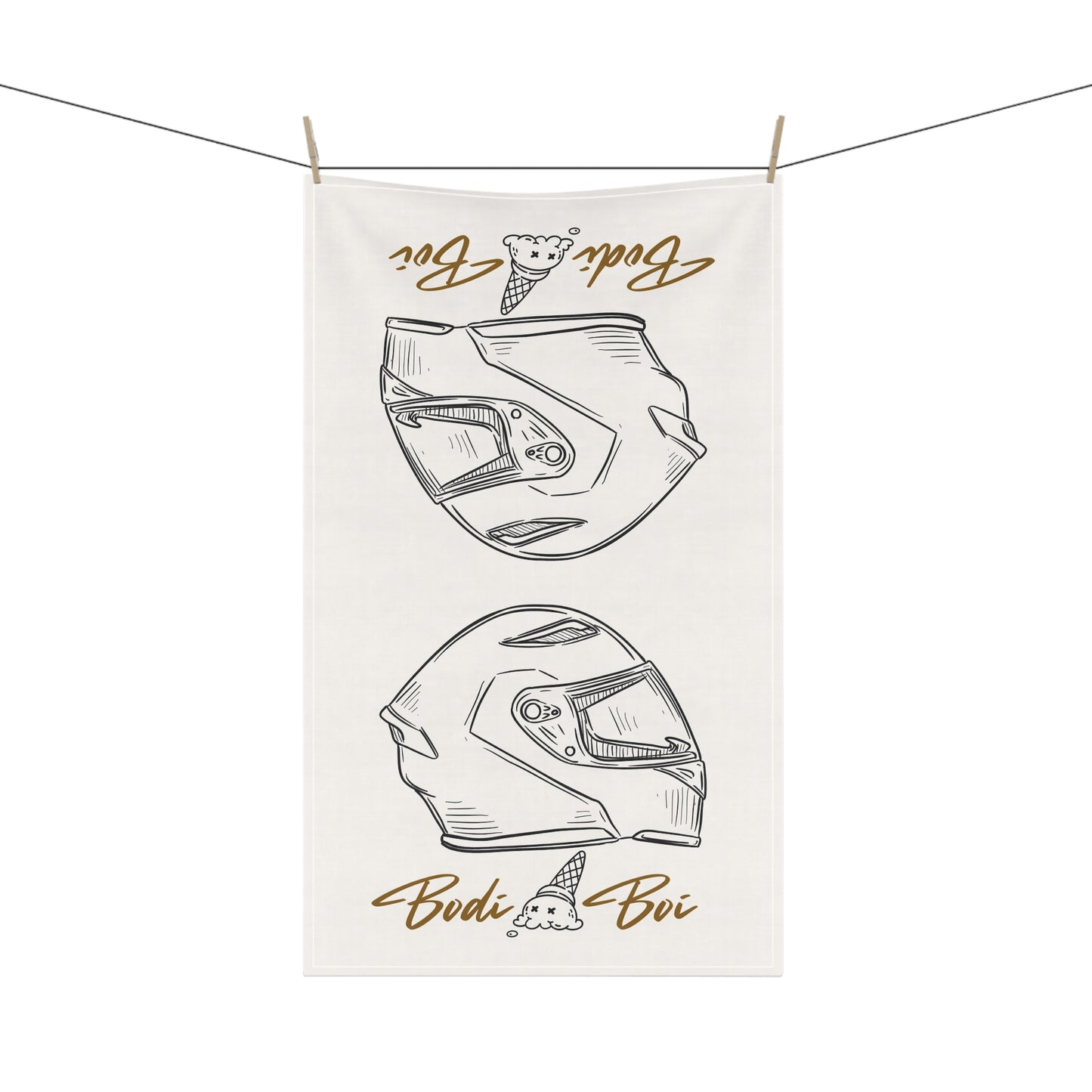 Stylish Bodi Boi Helmet Tea Towels | Fun Kitchen Decor, Unique Gifts, Racing Theme, Ice Cream Design, Home & Kitchen Essentials