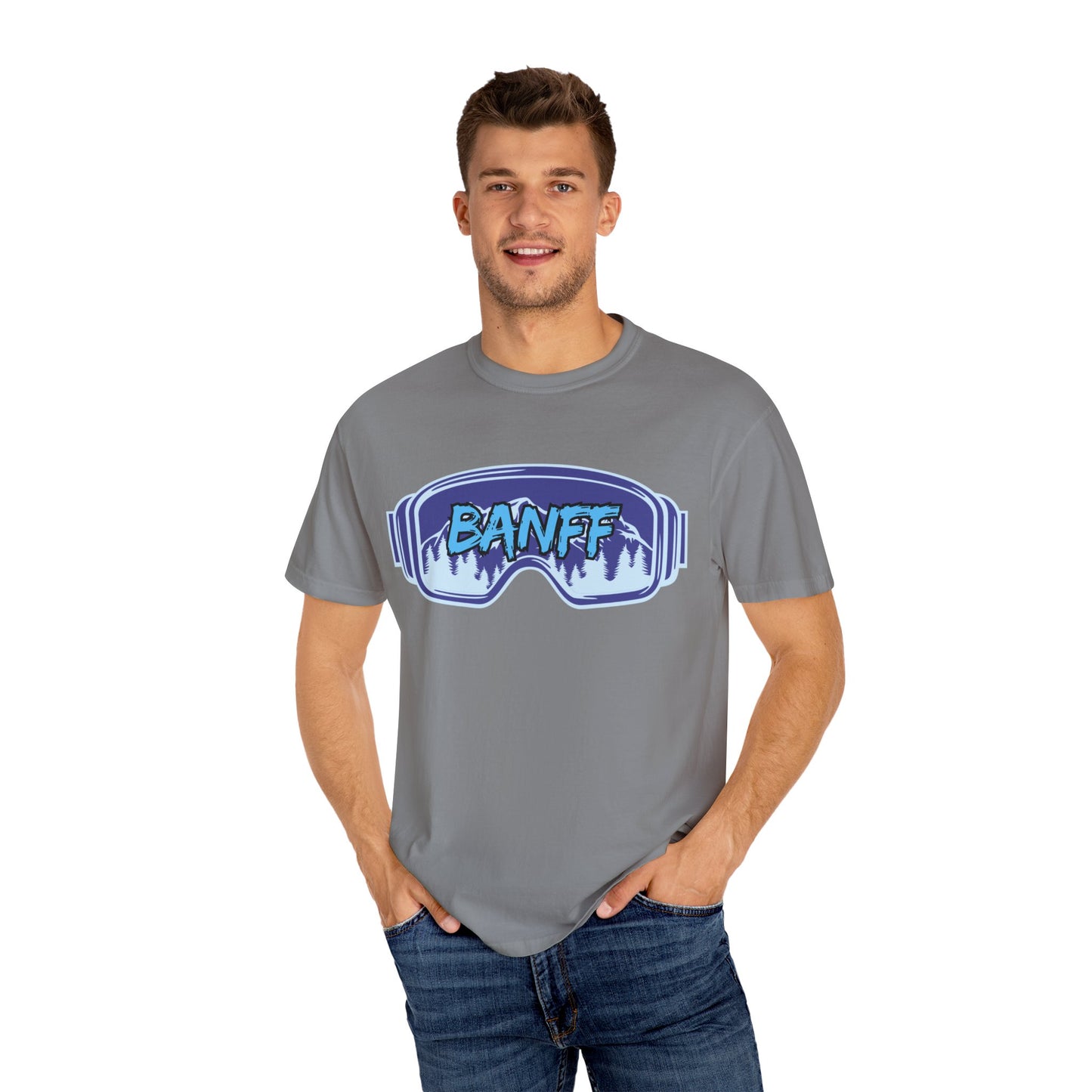Banff Ski Adventure T-Shirt - Unisex Garment-Dyed Tee, Snowboarder Gift, Winter Sports Apparel, Ski Trip Souvenir, Funny Travel Shirt