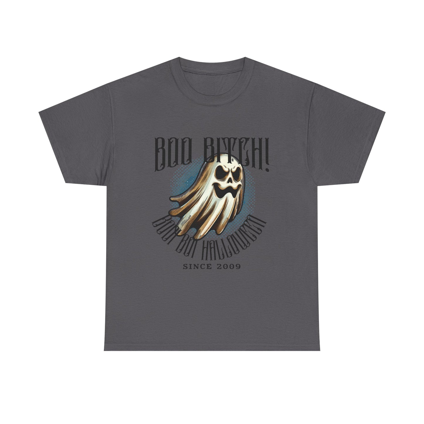 Boo Biych! Halloween Unisex Heavy Cotton Tee, Spooky T-Shirt, Halloween Costume Top, Ghost Graphic Shirt, October Festive Apparel