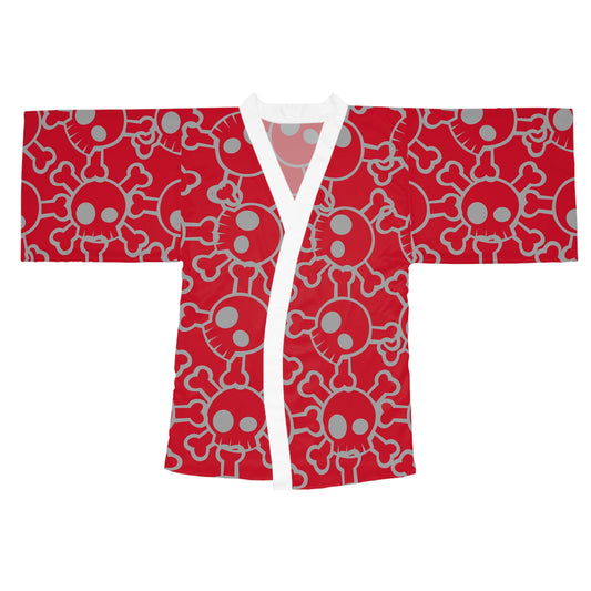 Skull & Crossbones Long Sleeve Kimono Robe, Edgy Lounge Wear, Alternative Fashion, Halloween Gift, Anime Inspired, Cozy Homewear