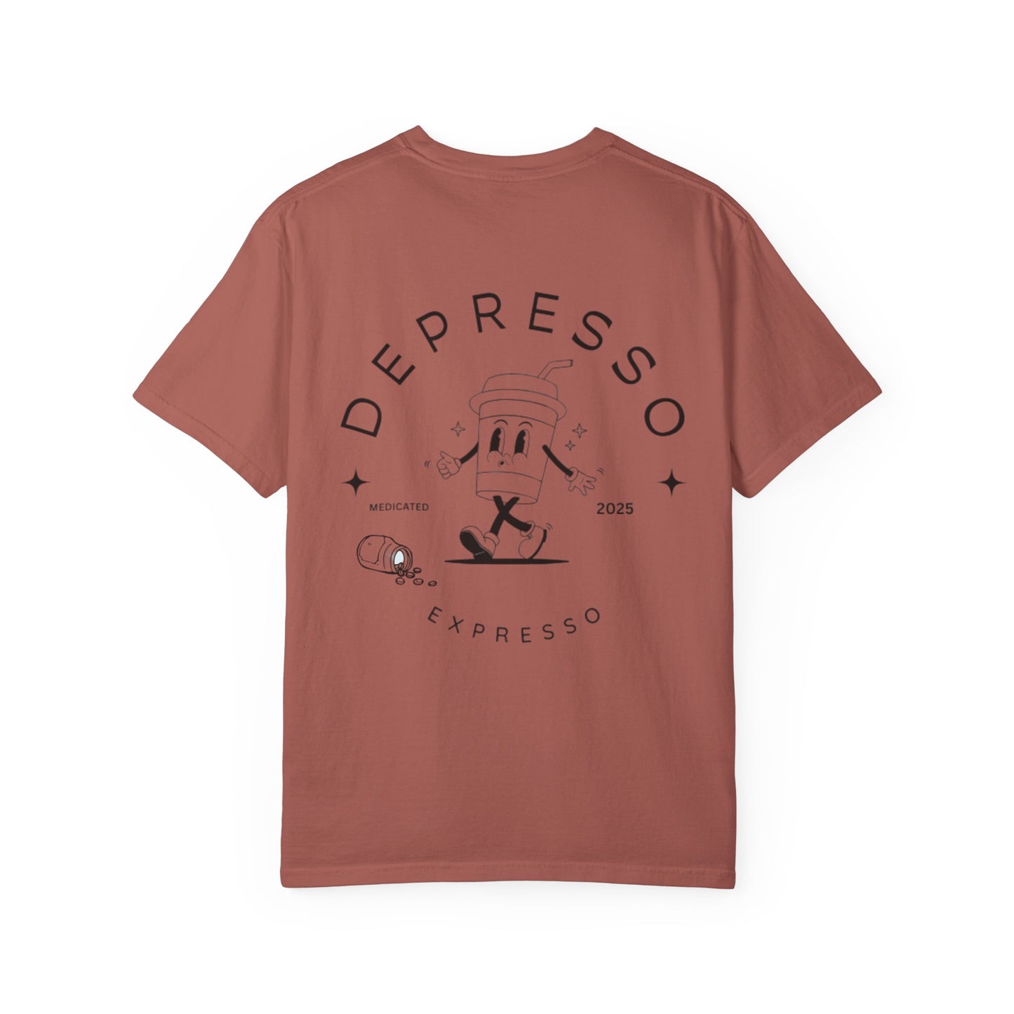 Depresso Expresso Garment-Dyed T-Shirt, Vintage Coffee Lover Tee, Casual Unisex Wear, Gift for Baristas, Perfect for Everyday Style