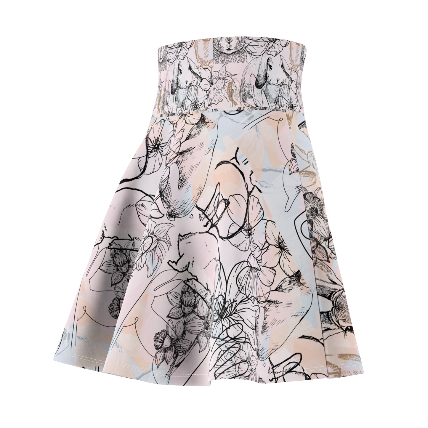 Bunny Front And Back Women Skater Skirt, Trendy Fashion, Casual Outfit, Summer Style, Boho Vibes, Everyday Wear, Gift Idea