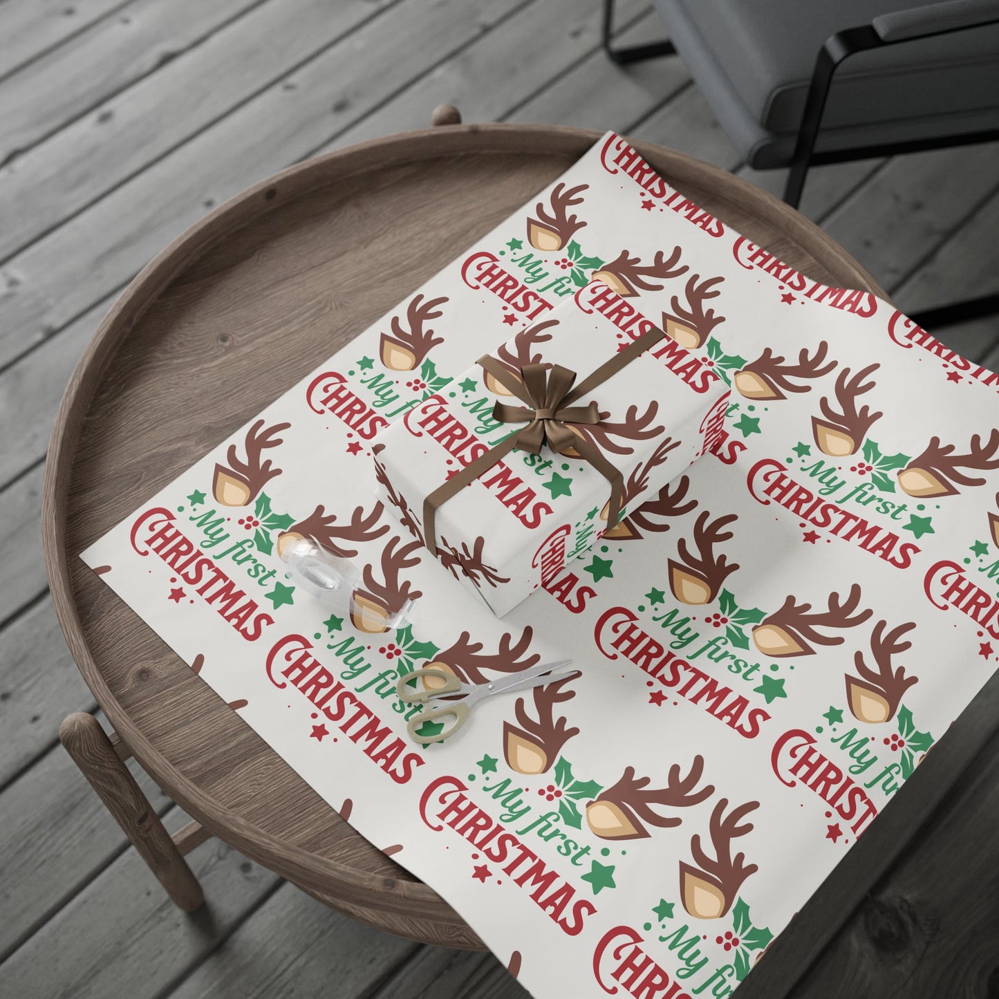 First xmas, Christmas Wrapping, Eco-Friendly Gift Wrap, Seasonal Paper, Unique Gift Packaging