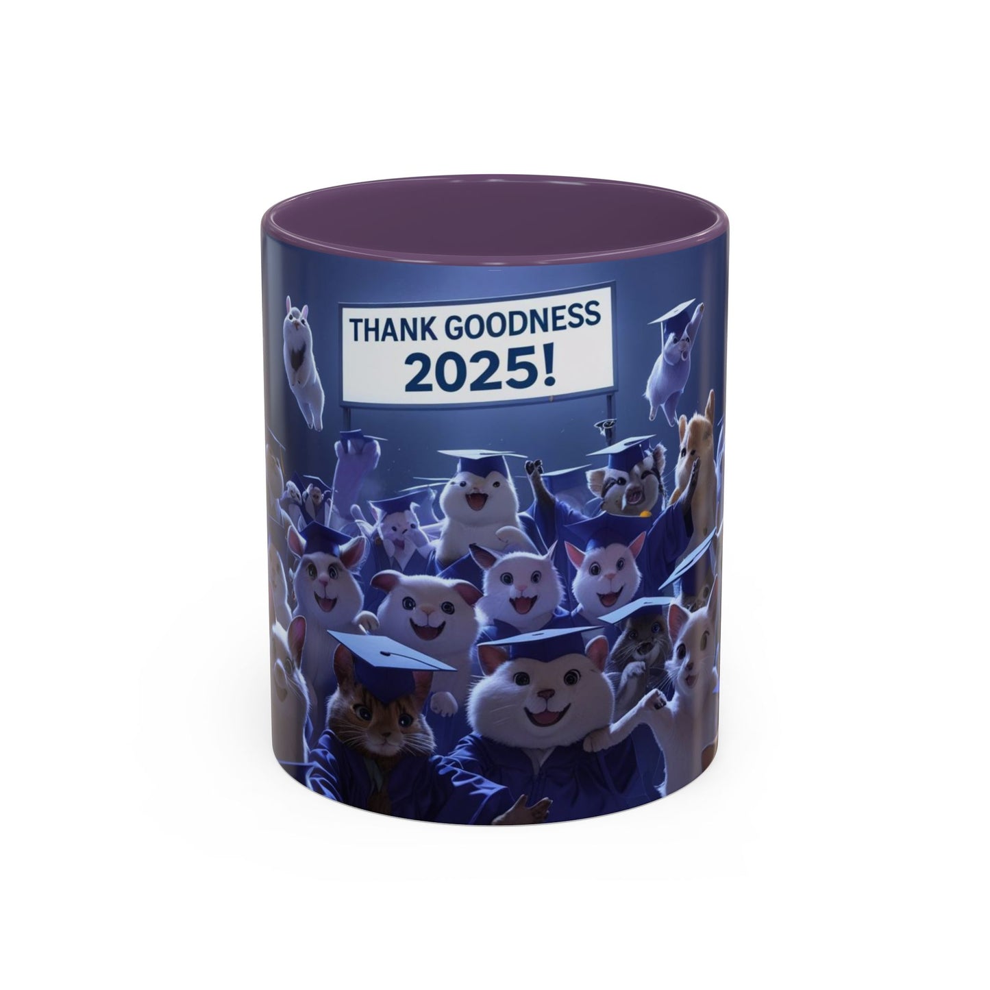 Anime Graduation Theme Accent Coffee Mug - Funny Cat & Dog Design, Perfect Gift for 2025 Grads, Inspirational Coffee Mug, Celebration Mug