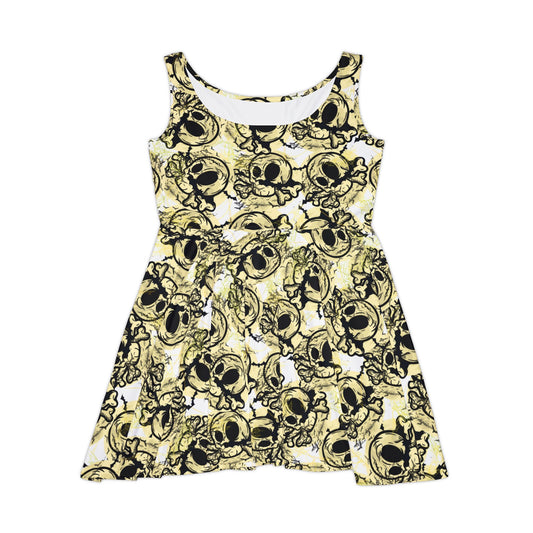 Gothic Skull Women's Skater Dress, Edgy Summer Dress, Halloween Outfit, Party Dress, Trendy Casual Wear