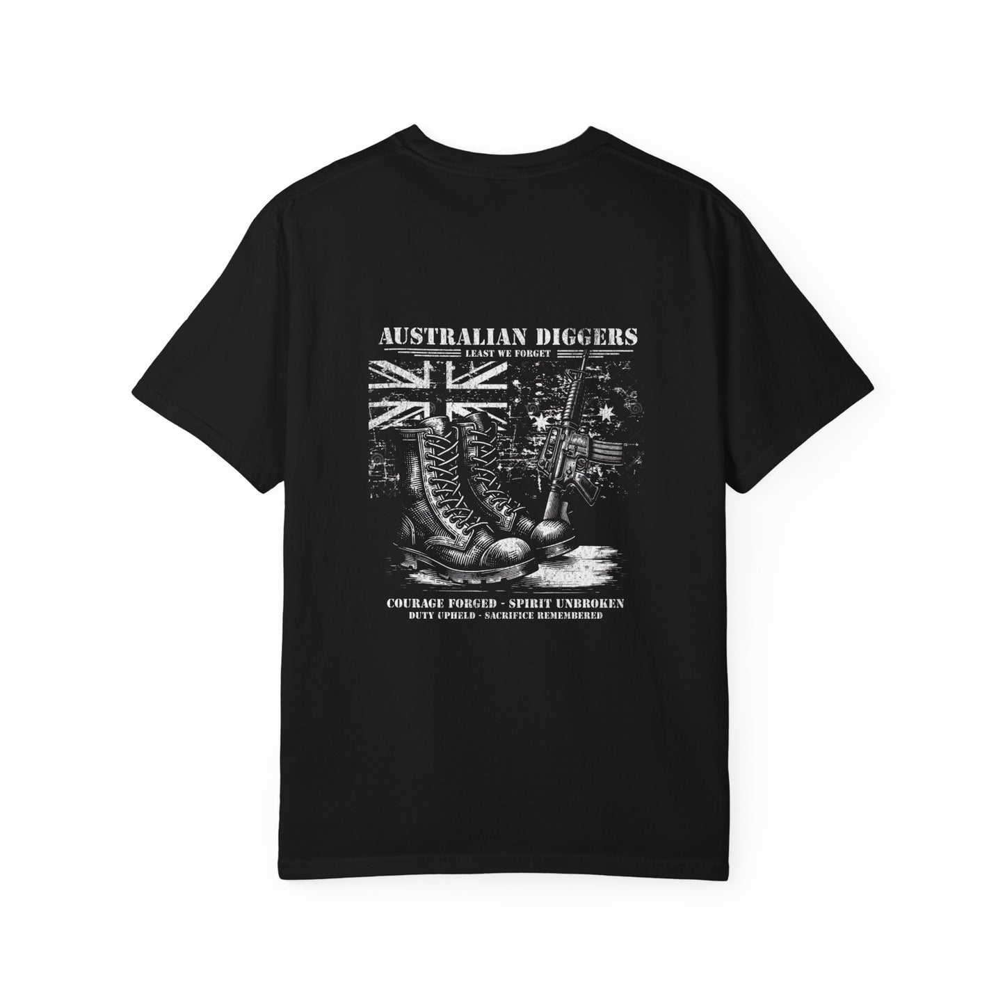 Australian Diggers Garment-Dyed T-Shirt, Commemorative Apparel, Casual Wear, Veterans' Day Gift, Vintage Style Tee, Unisex Fashion