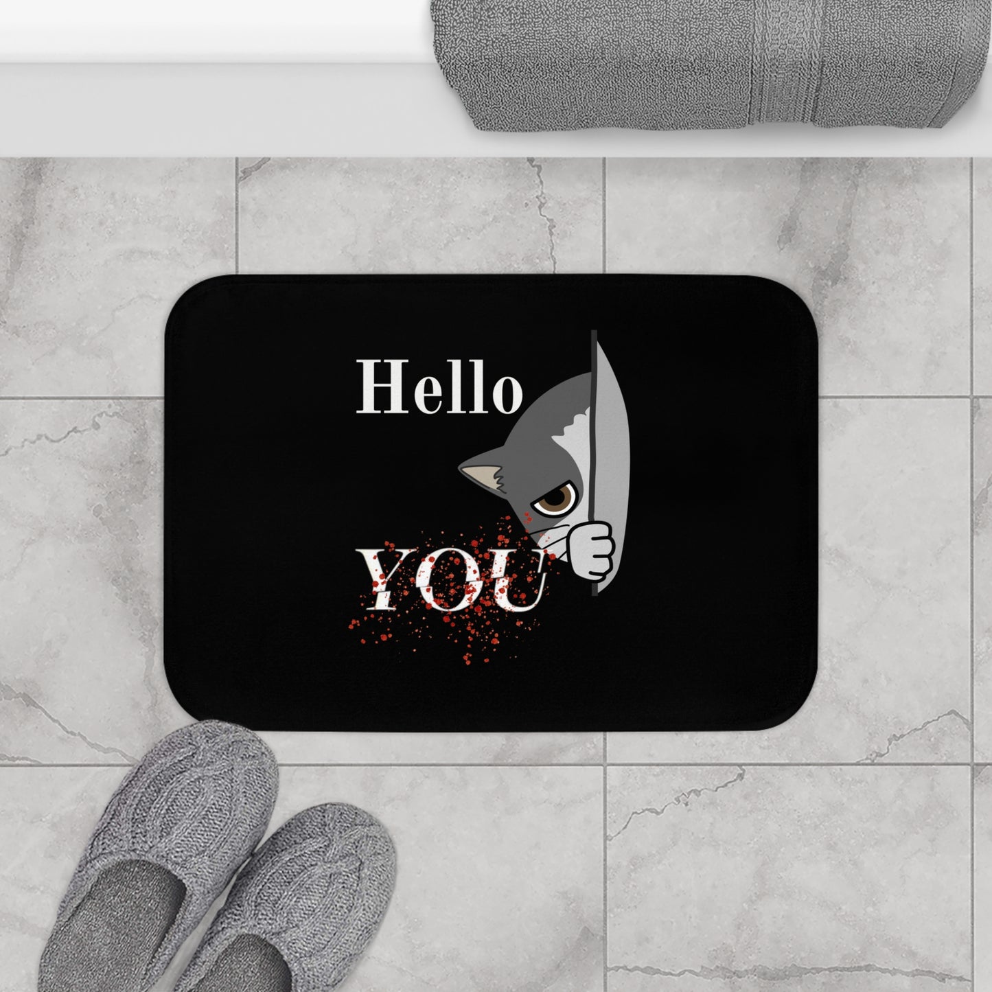 Funny Cat YOU Bath Mat, Unique Home Decor, Fun Bath Accessory, Gift for Cat Lovers, Quirky Bathroom Mat, Halloween Decor