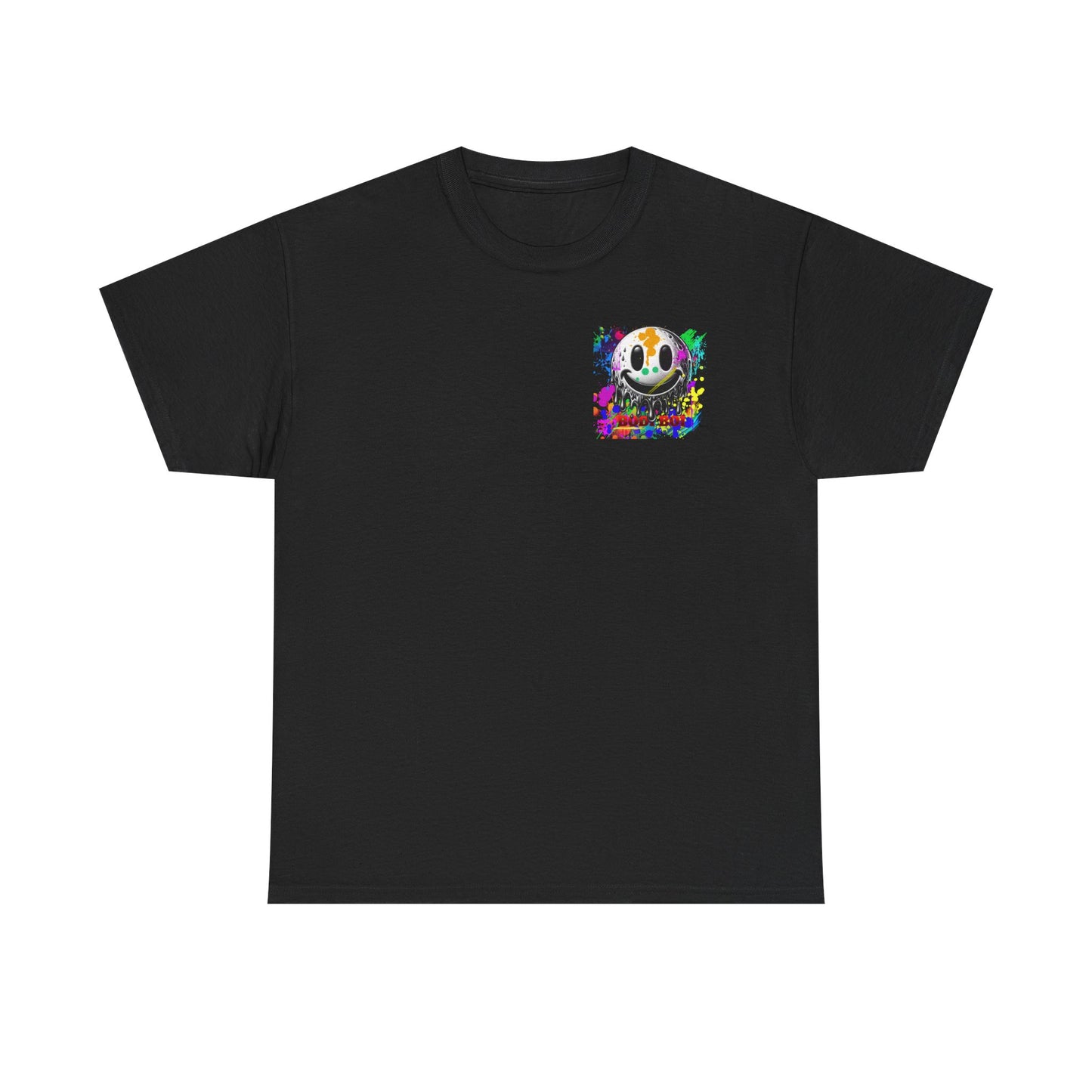 Colorful Graffiti Tee, Unisex Heavy Cotton Tee with Smiley Face Design, Streetwear Top, Graphic Tee for Art Lovers, Casual Gift for Friends