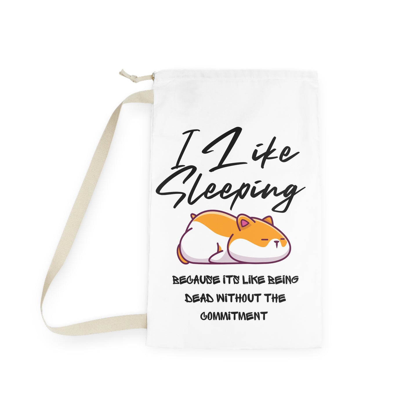 Cute Cat Laundry Bag - I Like Sleeping, Fun Storage Solution for Dorms, Kids, Pet Lovers, Cute Home Decor