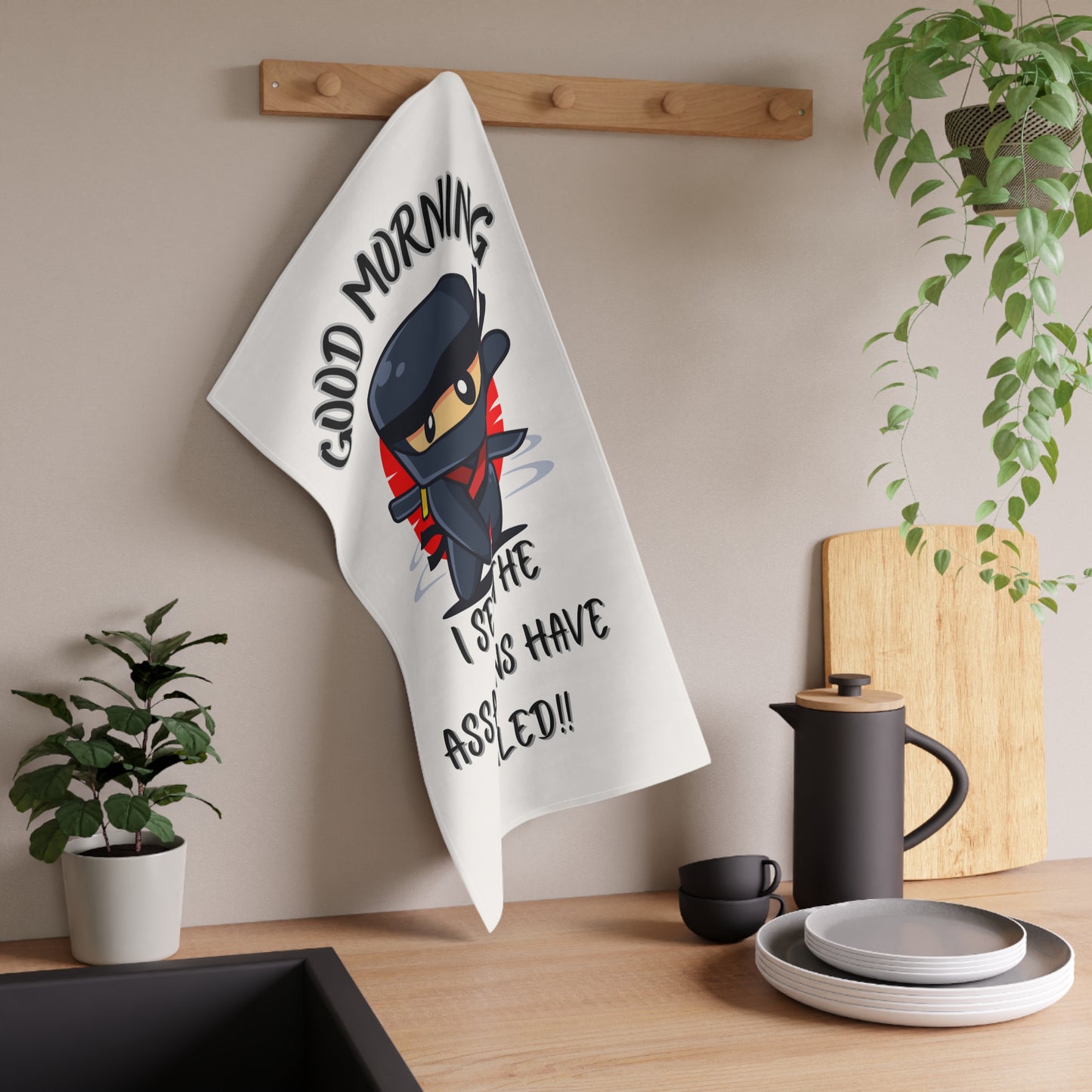 Ninja-Themed Tea Towels, Funny Kitchen Towels, Gift for Chefs, Holiday Decor, Housewarming Present, Unique Cooking Accessory
