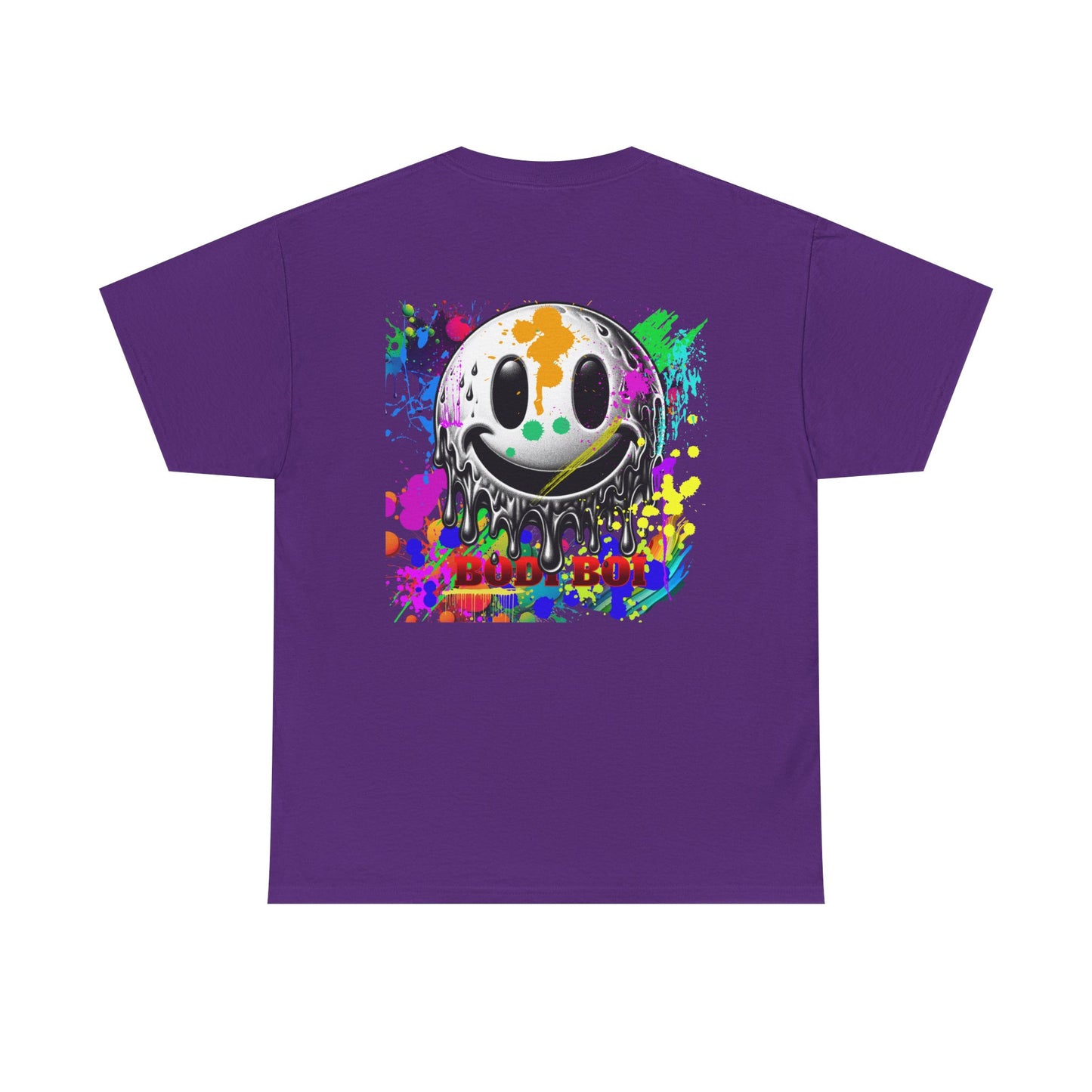 Colorful Graffiti Tee, Unisex Heavy Cotton Tee with Smiley Face Design, Streetwear Top, Graphic Tee for Art Lovers, Casual Gift for Friends