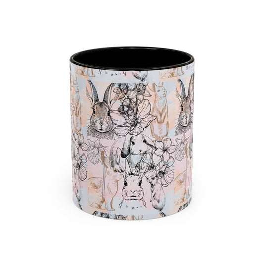 Colorful Floral Bunny Mugs | Cute Rabbit Cup for Spring, Easter Gift, Home Decor, Coffee Mug, Tea Lover's Gift