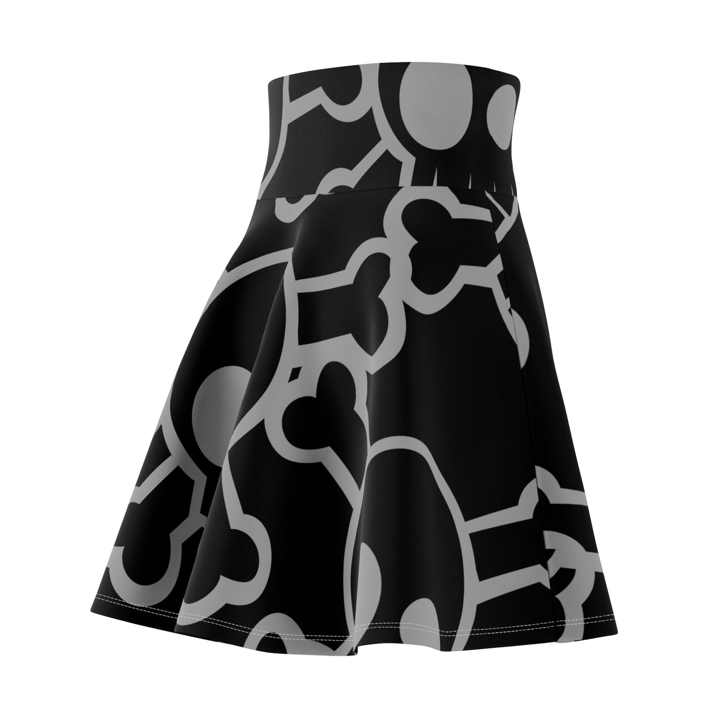 Women's Skater Skirt with Skull Print, Skirt for Music Festivals, Edgy Fashion Piece, Halloween Outfit, Alternative Style