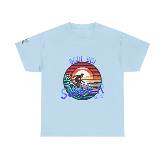 Summer Vibes Unisex Heavy Cotton Tee, Beach Shirt, Surfing Apparel, Casual Wear, Gift for Surfers, Summer 2025 Tee