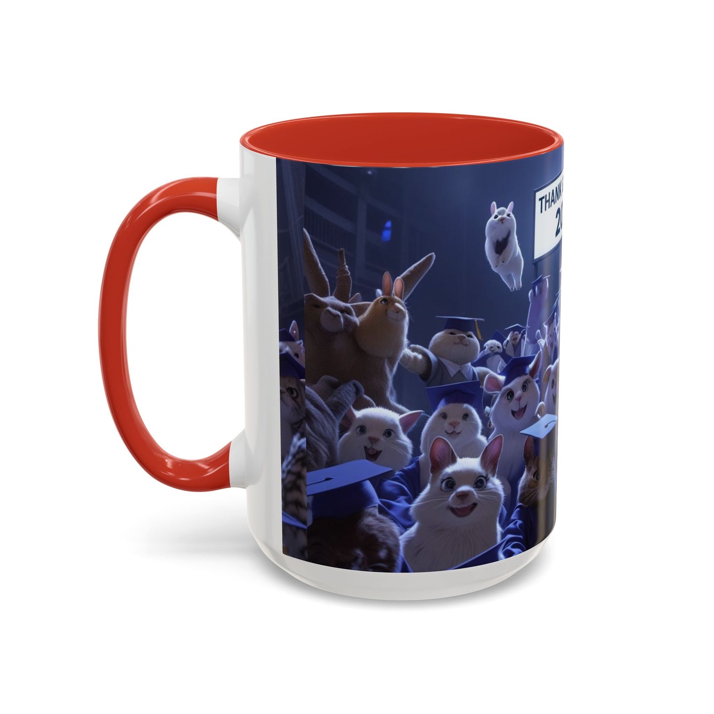 Anime Graduation Theme Accent Coffee Mug - Funny Cat & Dog Design, Perfect Gift for 2025 Grads, Inspirational Coffee Mug, Celebration Mug