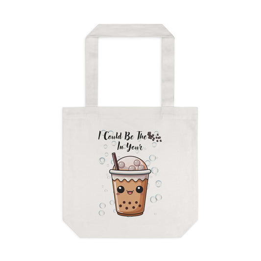 Cute Bubble Tea Cotton Tote Bag, Eco-Friendly Reusable Shopping Bag, Gift for Tea Lovers, Trendy Tote for Everyday Use, Fun Snack Bag