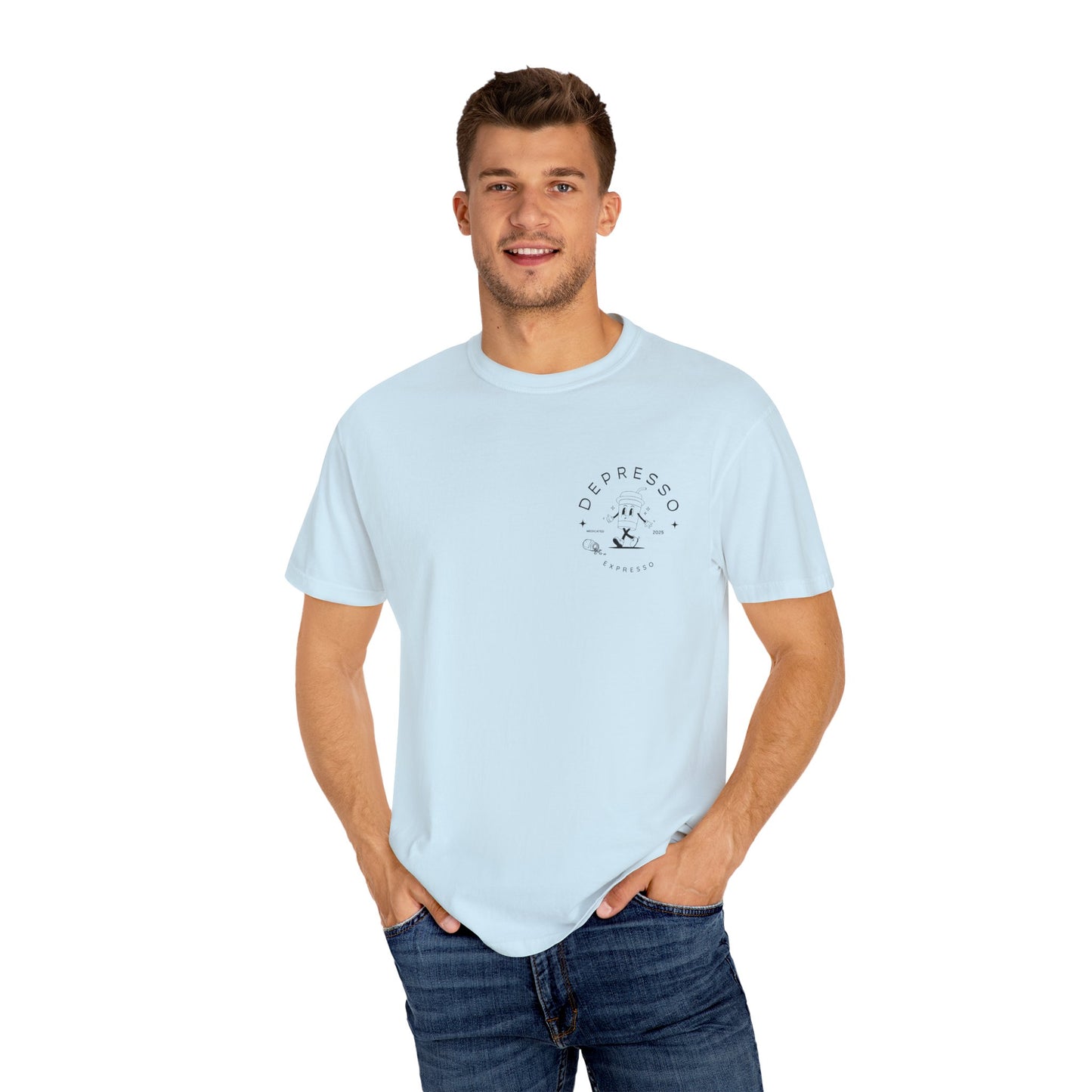 Depresso Expresso Garment-Dyed T-Shirt, Vintage Coffee Lover Tee, Casual Unisex Wear, Gift for Baristas, Perfect for Everyday Style