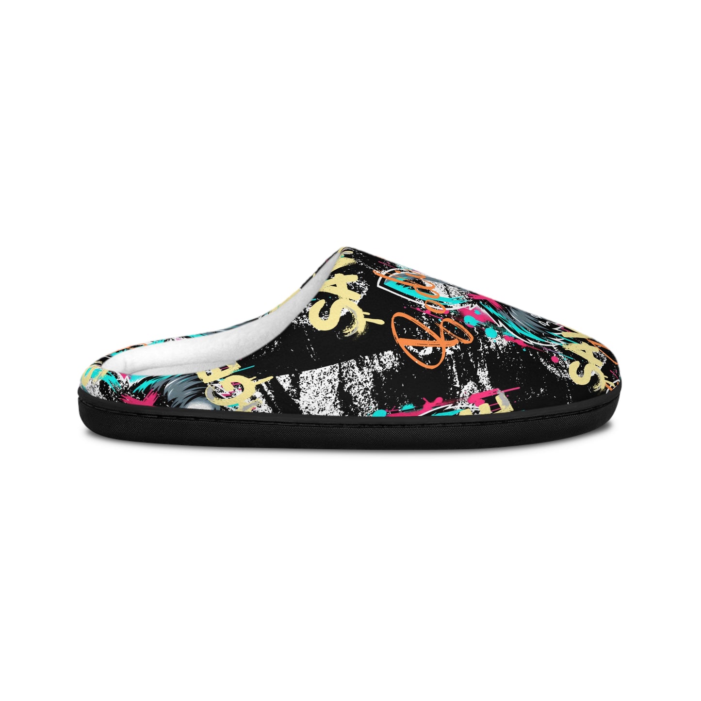 gothic bunny Men's Indoor Slippers with Graffiti Art, Cozy Home Footwear, Trendy House Slippers, Unique Gift for Him, Indoor Comfort