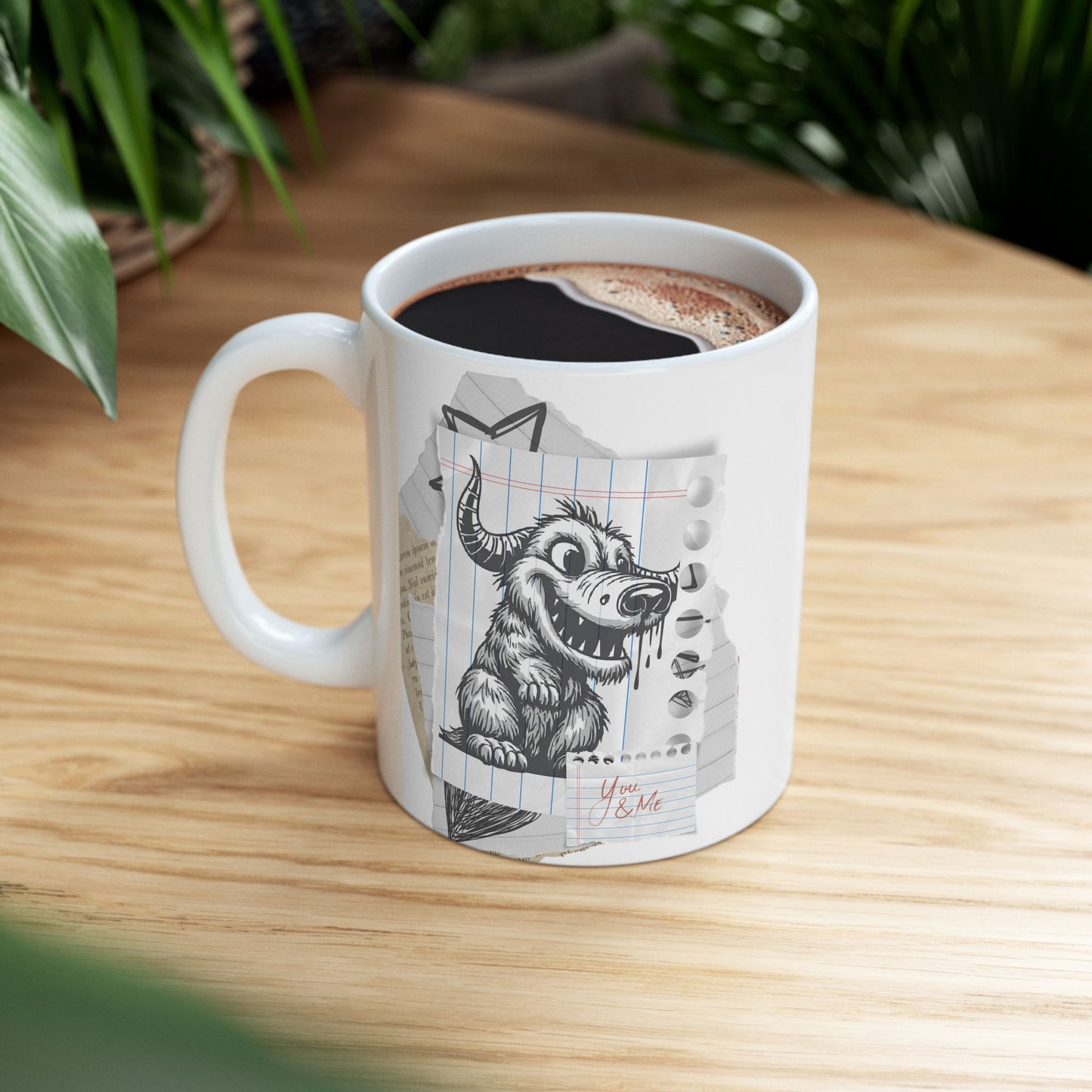 Whimsical You and Me Ceramic Mug, Unique Coffee Lover's Gift, Modern Kitchen Decor, Birthdays, Anniversaries, Holidays, Kitchen Accessories