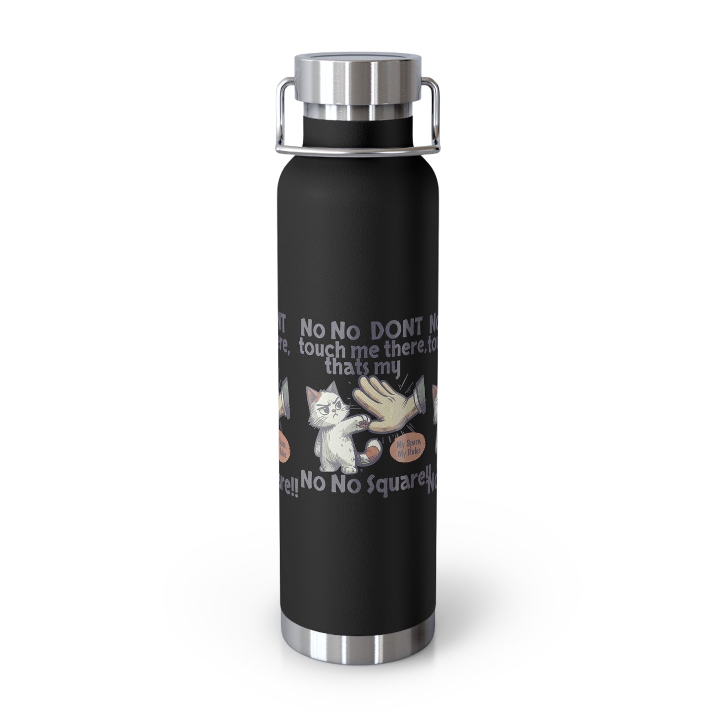 Funny Cat Insulated Water Bottle, 22oz, Laughing Cat Gift, Pet Lover Gift, Humorous Drinkware, Cat Safety Bottle