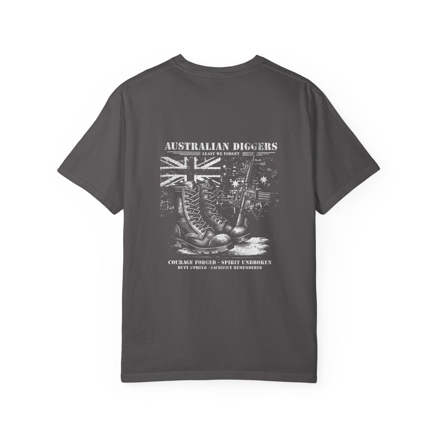 Australian Diggers Garment-Dyed T-Shirt, Commemorative Apparel, Casual Wear, Veterans' Day Gift, Vintage Style Tee, Unisex Fashion