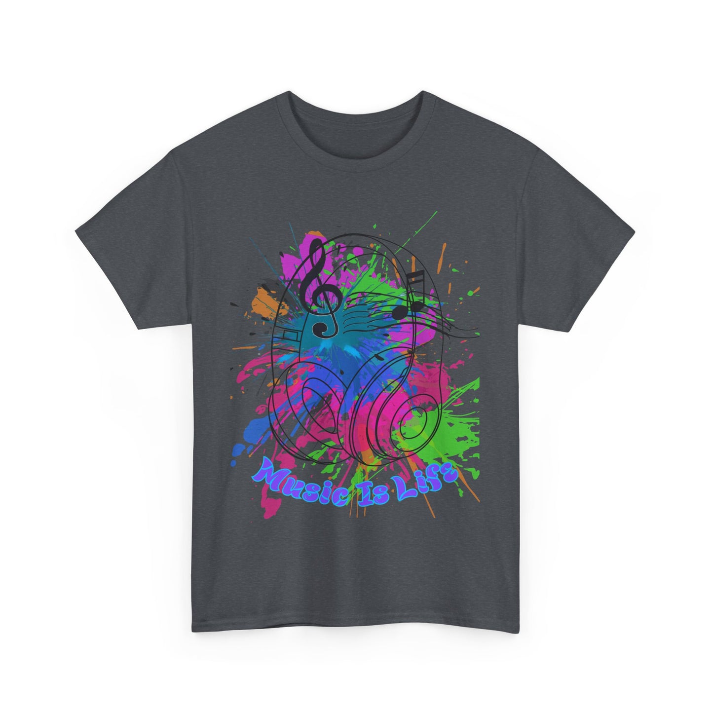Music Is Life Unisex Heavy Cotton Tee - Perfect for Music Lovers, Gift for Musicians, Concerts, Festivals, Everyday Wear