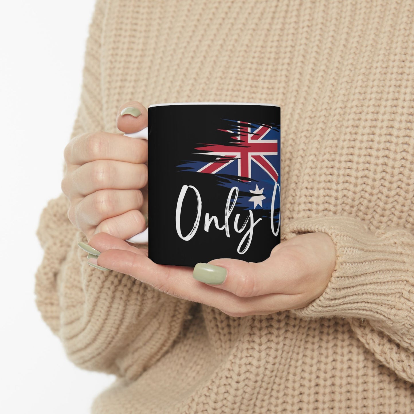 Ceramic Mug with Australian Flag only one Design, Perfect for Coffee Lovers, Gift for Australia Day, Personalized Travel Mug, Black and White Decor