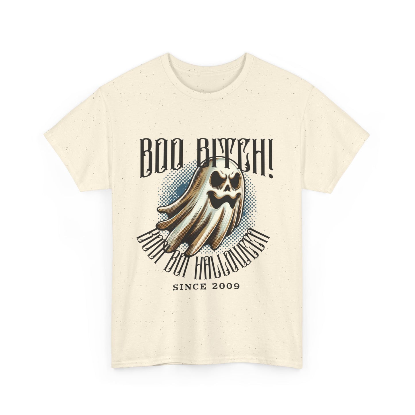 Boo Biych! Halloween Unisex Heavy Cotton Tee, Spooky T-Shirt, Halloween Costume Top, Ghost Graphic Shirt, October Festive Apparel