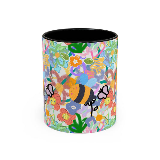 Colorful Floral Bee Coffee Mug | Ceramic Tea Cup | Nature-Inspired Gift | Spring Decor | Cute Kitchenware