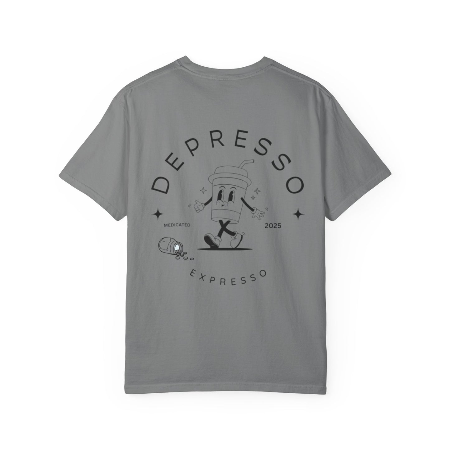 Depresso Expresso Garment-Dyed T-Shirt, Vintage Coffee Lover Tee, Casual Unisex Wear, Gift for Baristas, Perfect for Everyday Style