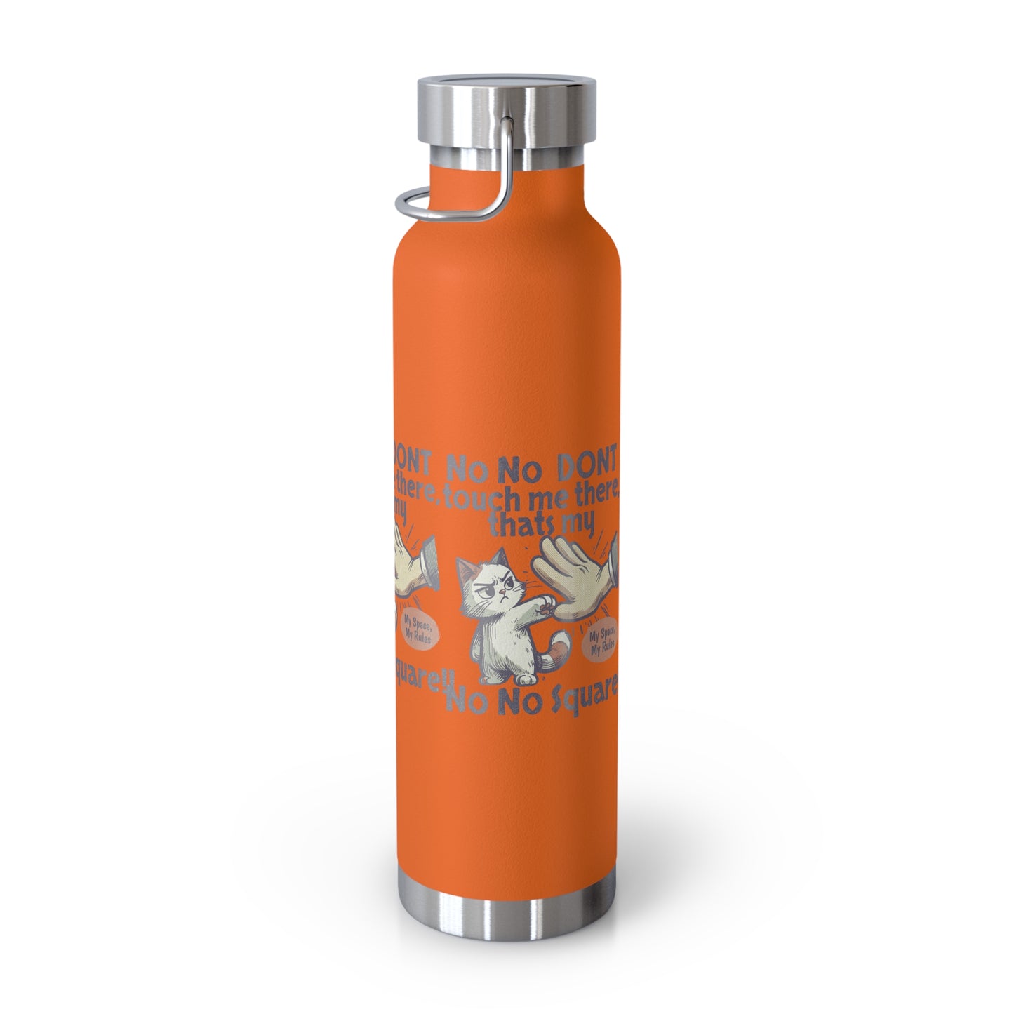 Funny Cat Insulated Water Bottle, 22oz, Laughing Cat Gift, Pet Lover Gift, Humorous Drinkware, Cat Safety Bottle