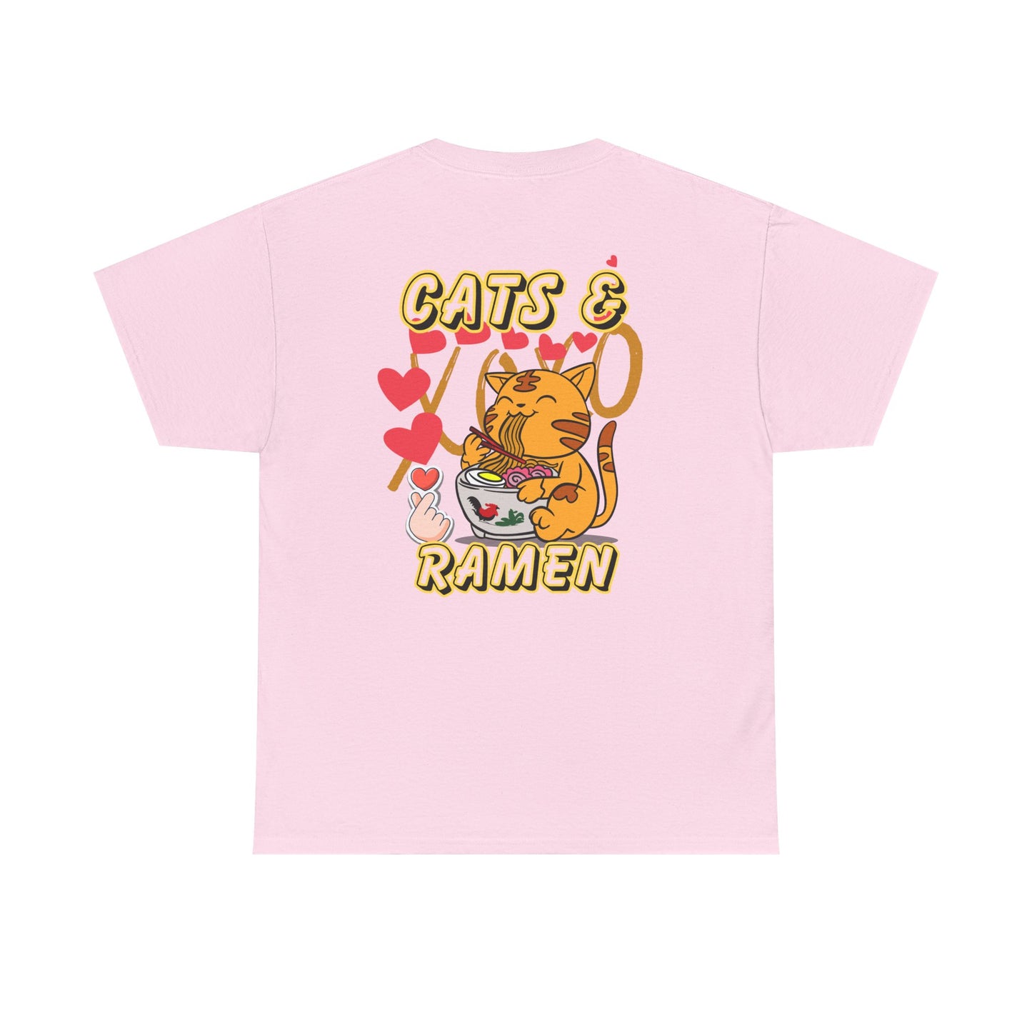 Cute Cat & Ramen Graphic Tee, Fun T-Shirt for Cat Lovers, Gift for Foodies, Casual Wear, Perfect for Parties & Celebrations