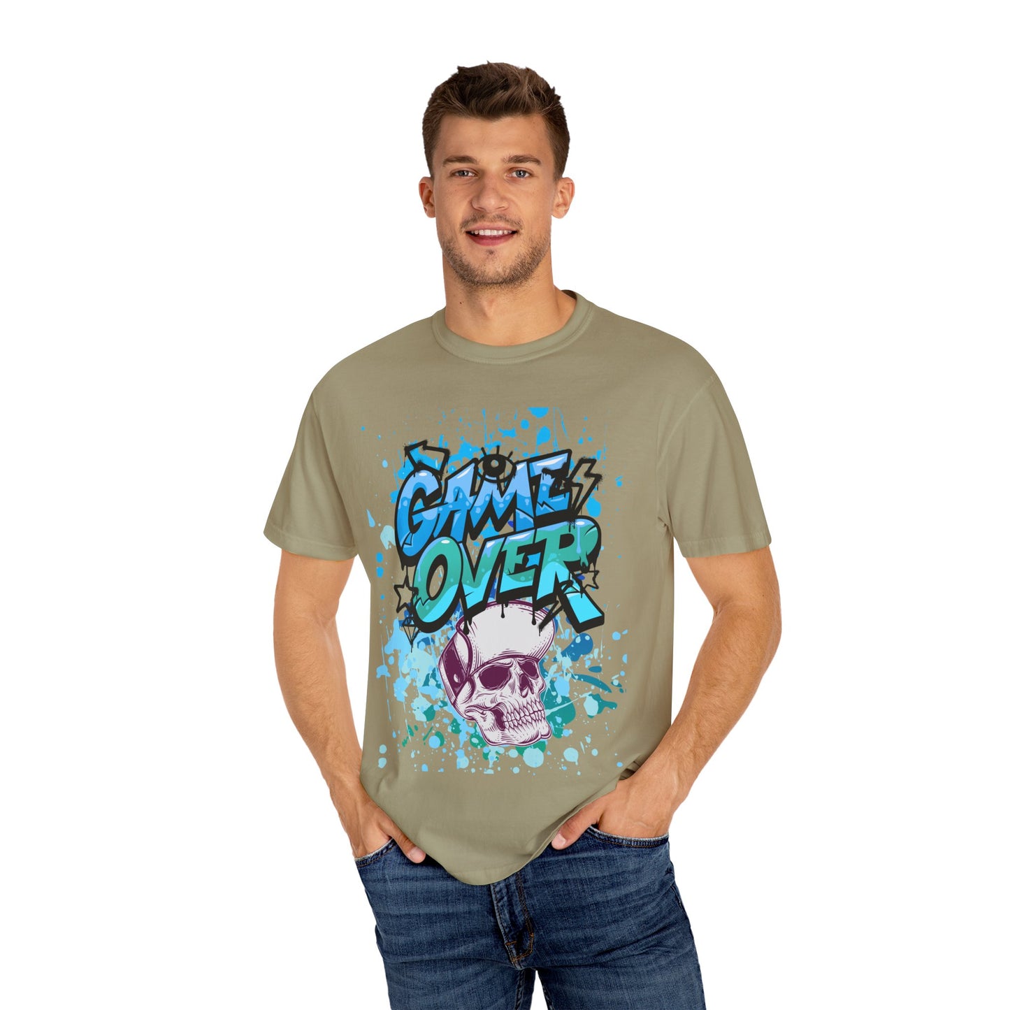 Gamer Skull T-shirt, Unisex Graphic Tee, Game Over Apparel, Casual Wear, Gift for Gamers, Streetwear, Cool Graphic Shirt