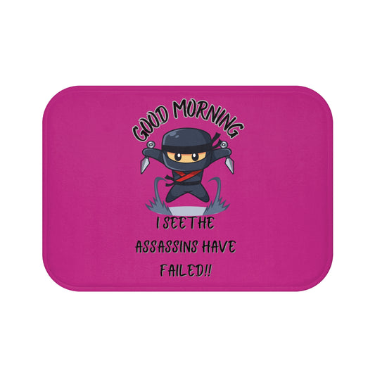 Ninja Good Morning Bath Mat, Funny Bathroom Decor, Unique Gifts, Home & Kitchen, Kids Bathroom Accessory, Fun Shower Mat