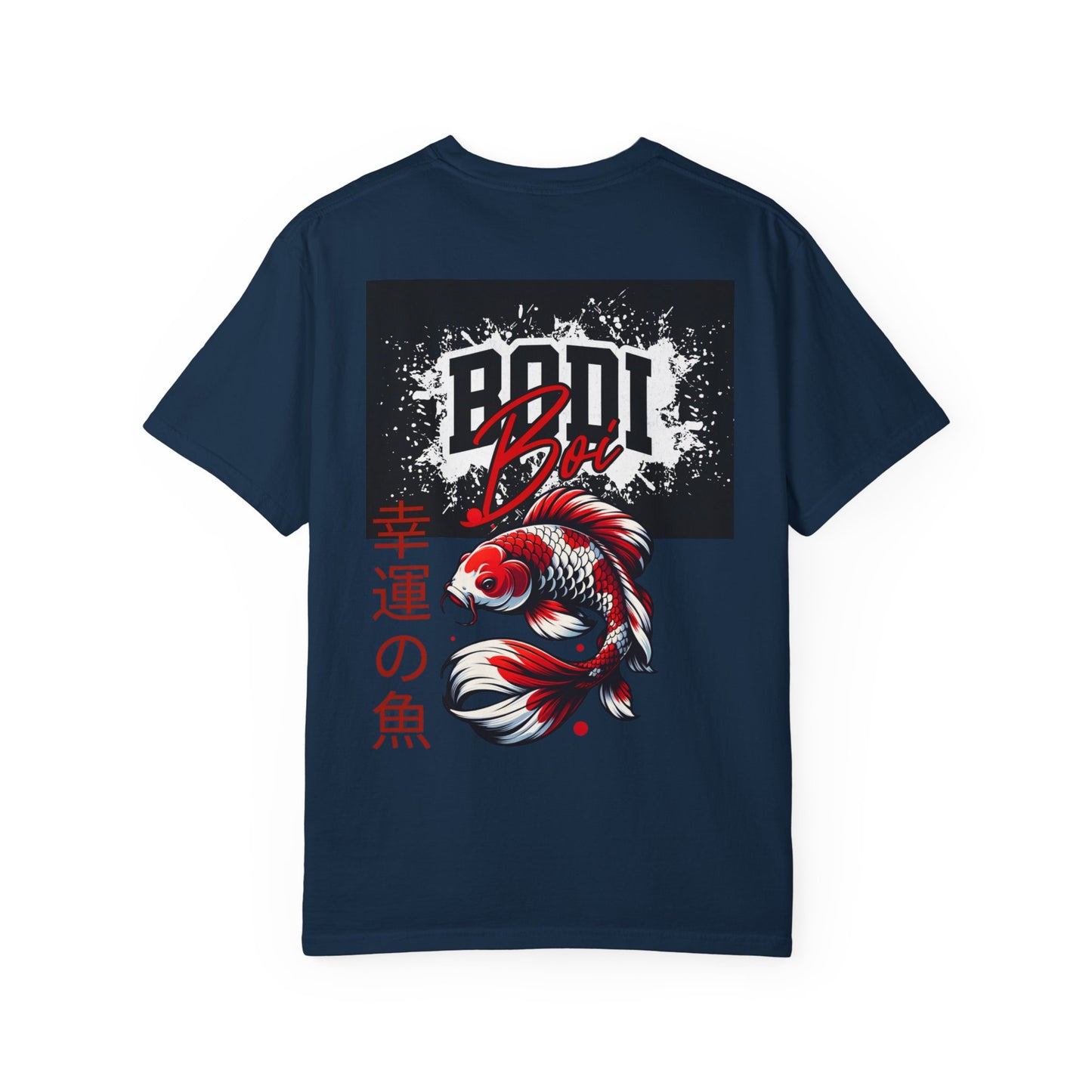 Garment-Dyed Unisex T-Shirt with Bold Koi Design, Trendy Streetwear, Gift for Casual Wear, Unique Graphic Tee, Perfect for Summer Vibes