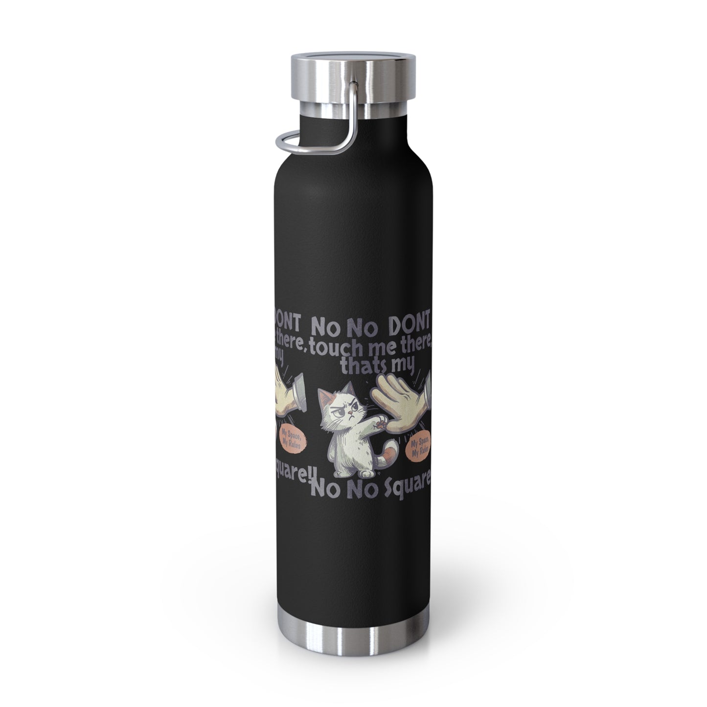 Funny Cat Insulated Water Bottle, 22oz, Laughing Cat Gift, Pet Lover Gift, Humorous Drinkware, Cat Safety Bottle