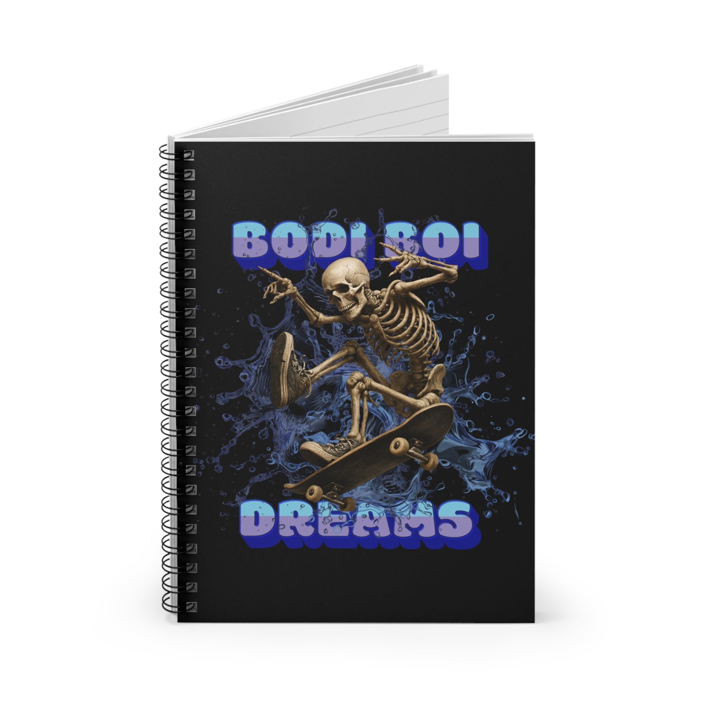 Skateboarder Spiral Notebook - Bodie Boi Dreams, Grunge Stationery, Unique Gift, Aesthetic Journal, Eco-Friendly Writing Pad