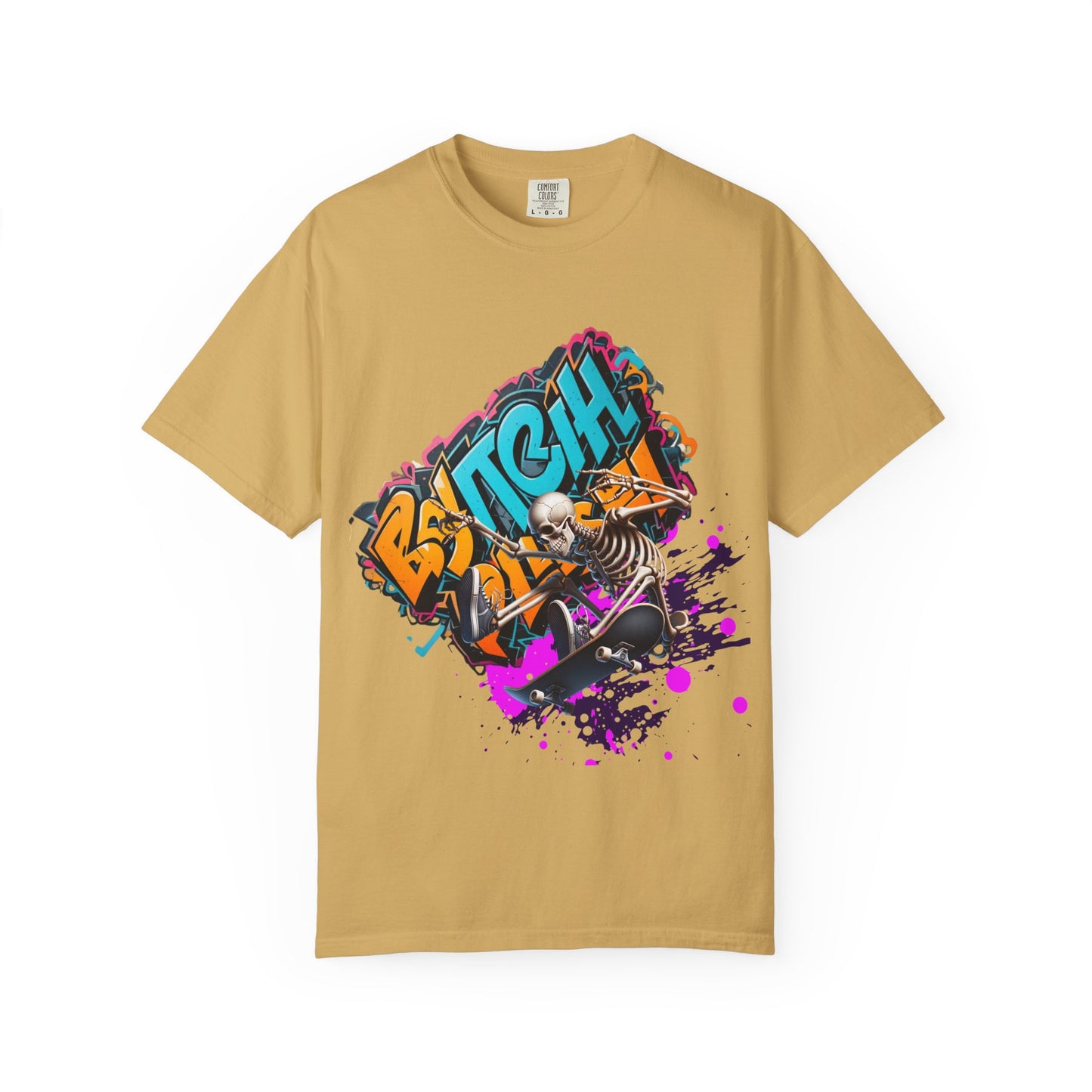 Edgy Skeleton Graffiti T-Shirt, Unisex Graphic Tee, Halloween Costume Shirt, Streetwear Style, Cool Gift for Teens
