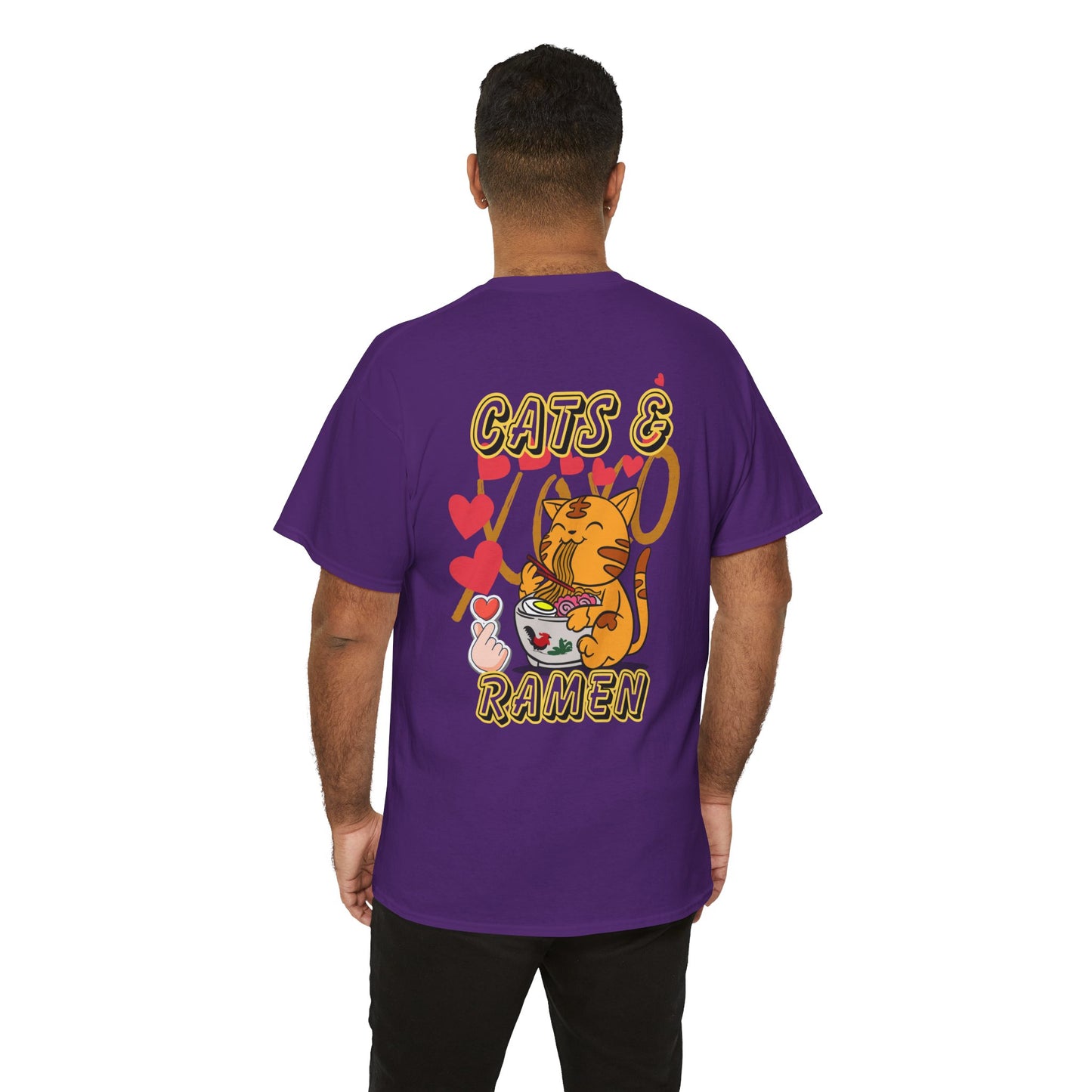 Cute Cat & Ramen Graphic Tee, Fun T-Shirt for Cat Lovers, Gift for Foodies, Casual Wear, Perfect for Parties & Celebrations