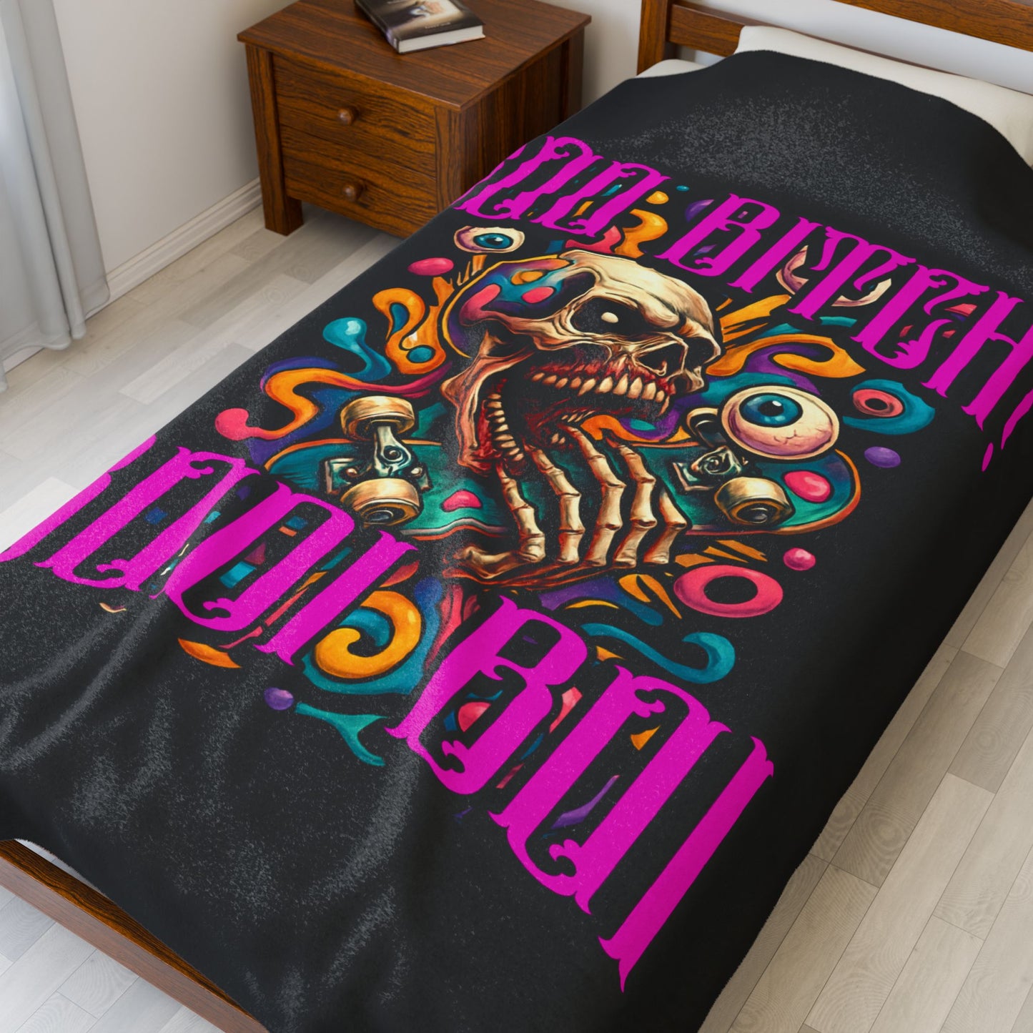 Bold Skull Graphic Plush Blanket - 'Boo Bitch! Boi Boi', Cozy Halloween Decor, Perfect Gift for Halloween Parties, Spooky Home [...]