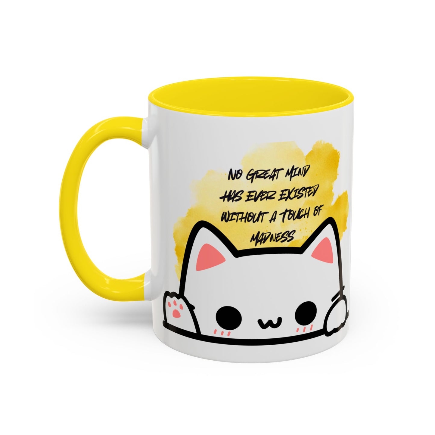 Playful Cat Accent Mug - No Great Mind Has Ever Existed Without a Touch of Madness, Cute Gift for Cat Lovers, Coffee Cup, Cat-Themed [...]