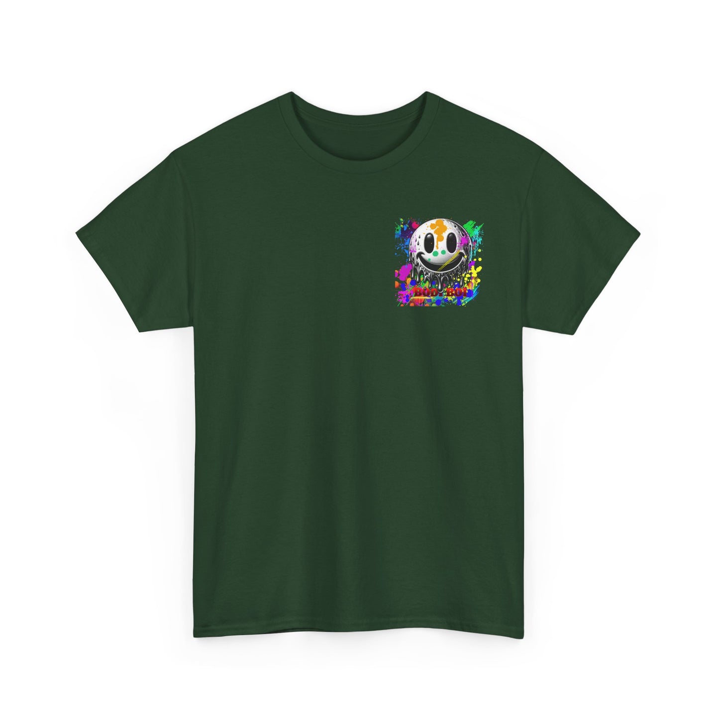 Colorful Graffiti Tee, Unisex Heavy Cotton Tee with Smiley Face Design, Streetwear Top, Graphic Tee for Art Lovers, Casual Gift for Friends