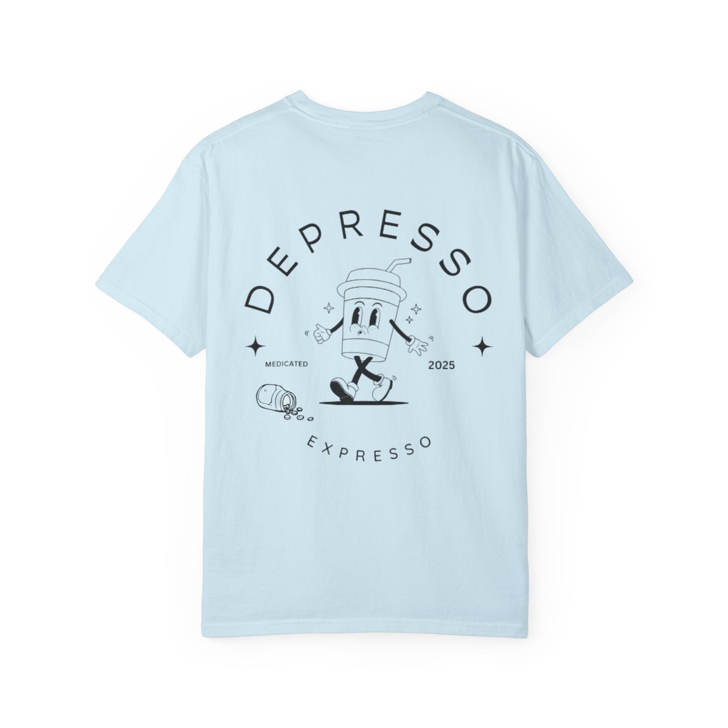 Depresso Expresso Garment-Dyed T-Shirt, Vintage Coffee Lover Tee, Casual Unisex Wear, Gift for Baristas, Perfect for Everyday Style