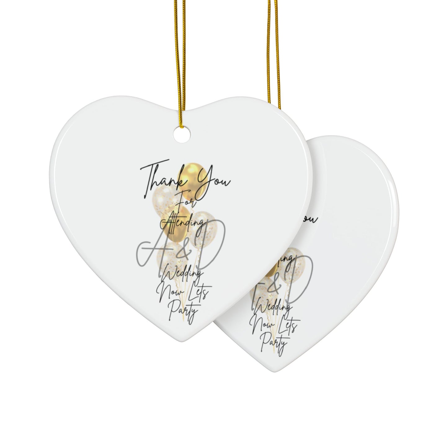 Wedding Thank You Ceramic Ornaments, Two-Sided Print, Holiday Decor, Bridal Shower Favors, Custom Keepsakes, Party Gifts