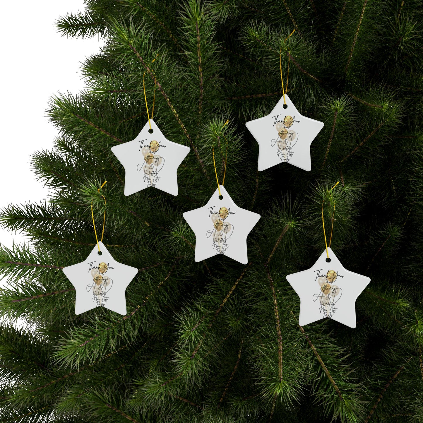 Wedding Thank You Ceramic Ornaments, Two-Sided Print, Holiday Decor, Bridal Shower Favors, Custom Keepsakes, Party Gifts